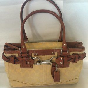 Coach Signature Hampton Yellow Satchel with Leather trim M0873-F13065